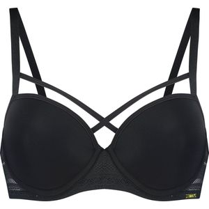 Sapph - Voorgevormde bh voor vrouwen - Straps boven de cups - Met kant - Fabulous - Zwart - maat 75D