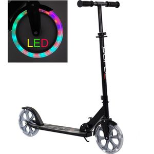 Sajan - Step met LED wielen - Kinderstep - Grote Wielen - 20cm - Step - Zwart-Grijs - Autoped - Scooter