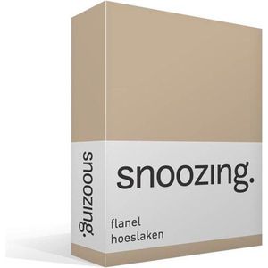 Snoozing - Flanel - Hoeslaken - Eenpersoons - 90x220 cm - Camel