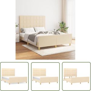 The Living Store Bedframe zonder matras stof crèmekleurig 140x200 cm - Bed Frame - Slaapcomfort - Hoofdboard - Stof - Creme Kleur