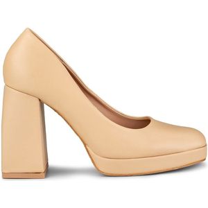 Beige Ecoledere Dikke Hak Pump