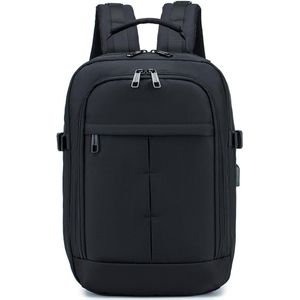 Reisrugzak met USB-oplaadpoort (Zwart) rugzak voor Laptop 15.6 inch handbagage rugzak, vliegtuig, reistas - 40x20x25