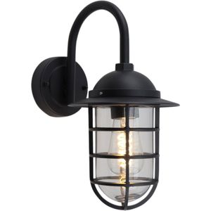 Olucia Havana - Klassieke Buiten wandlamp - Aluminium/Glas - Zwart