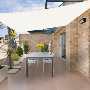 Zonnezeil, rechthoekig, 2,5 x 3 m, waterdicht, PES polyester, zonwering, windscherm, waterafstotend, uv-bescherming voor balkon, tuin, terras, beige
