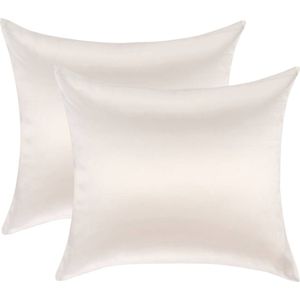 2x Zijden Kussensloop Ivoor - 22MM - 40x80cm - Satijnen kussensloop