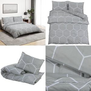 vidaXL Dekbedovertrekset 135x200 cm katoen grijs - Dekbed - Dekbedden - Dekbedovertrek - Overtrek