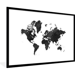 Fotolijst incl. Poster - Wereldkaart - Vintage - Zwart - 120x80 cm - Posterlijst