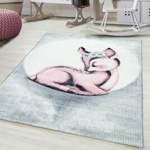 Tapijtenloods Bambi Kinderkamer Vloerkleed Laagpolig Roze Grijs- 120x170 CM