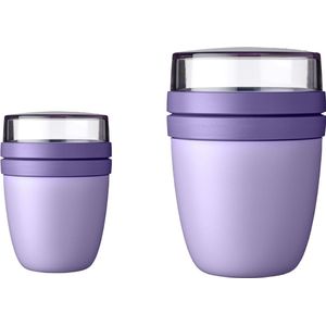 Lunchpot Ellipse Duo Pack - Praktische mueslibeker, yoghurtbeker, beker voor onderweg. Geschikt voor vriezer, magnetron en vaatwasser, 300 en 500 ml