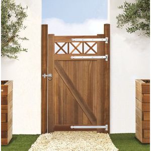 Intergard Poort tuinpoort tuindeur trellis Bangkirai hardhout 100x180cm