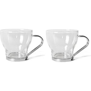 Set van 12x theeglazen/koffieglazen met Rvs oortje/handvat - 170 ml