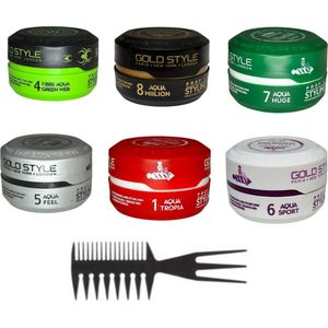 6 Soorten Gold Style Haarwax - Voor Mannen - Hair Styling Wax - 900 ml - Haar Wax Mannen