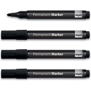 Sigel permanent marker - Meet up - markeerstift - zwart - 4 stuks - SI-MU183