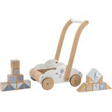 Label Label Blauw Houten Loopwagen Met Blokken LLWT-24678