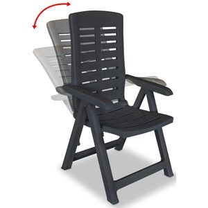 vidaXL Tuinstoelen kunststof antraciet 4 st verstelbaar Tuinstoelen - Lounge Stoelen - Buistuinstoelen - Kunststof Stoelen - Tuinset