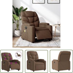 The Living Store Massagestoel elektrisch verstelbaar stof bruin - Massagestoel - Elektrische Fauteuil - Relaxstoel - Ergonomische Stoel - Lounge Stoel
