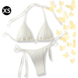 Livano Bikini Dames - Meisjes Bikini - Badpak - Push Up - Vrouwen Badkleding - Zwemmen - Sexy Set - Top & Broekje - Wit - Maat XS