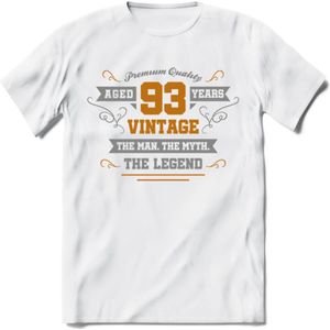 93 Jaar Legend T-Shirt | Goud - Zilver | Grappig Verjaardag Cadeau | Dames - Heren | - Wit - XXL