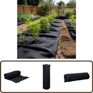 vidaXL Geotextielmembraan - Zwart - 1x50 m - Polyester Tuinonderhoud - Afwatering - Grondverbetering - Onkruiddoek - Wortelmatras