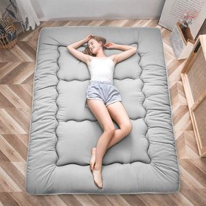 Vloermatras voor Slaapkamer en Woonkamer - Dikker Futon Matras, Opvouwbaar en Oprolbaar (Grijs, Tweepersoons)