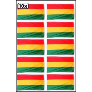10x Vlag rood/geel/groen 90cm x 150cm - Carnaval thema feest party fun festival optocht
