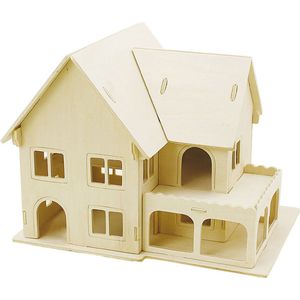 Creotime 3d Houten Set Huis Met Veranda 22,5 X 16 X 17,5 Cm