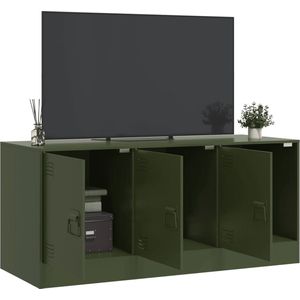 vidaXL - Tv-meubel - 99x39x44 - cm - staal - olijfgroen