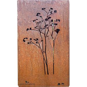 Wanddecoratie wandplaat metaal voor indoor en outdoor (Plant) groot zwart cortenstaal 180 x 90 cm