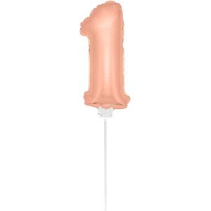 Mini Figuurballon Rosé Goud Cijfer 1