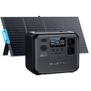 BLUETTI AC70+PV120 Powerstation-Powerbank 768Wh LiFePO4 zonnegenerator met 2 1000W (Power Lifting 2000W) AC uitgangen, 100W Type-C, 45 min. snel opladen van 0-80%