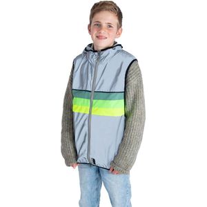 Gofluo - Fluohesje Kind North - Veiligheidshesje - Reflecterend - Hoodie - Met kap - Kinderen - 10-12Y - Grey reflective