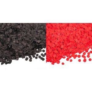 200 gram confetti rond 1cm rood/zwart - papier - Thema feest festival party verjaardag