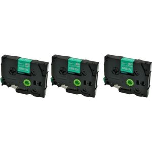 Label Tape Geschikt voor Brother TZe-735 | 12 mm x 8 m | Wit op Groen - 3 stuks - Geschikt voor: GL-100 PT-1830 PT-7100VP PT-D600VP GL-200 PT-2030 PT-7500VP PT-E100VP GL-H105 PT-2100VP PT-7600 PT-E300VP PT-1000 PT-2420PC PT-9500 PT-E550WVP PT-1010