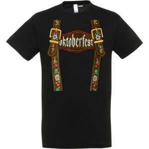 T-shirt Lederhosen man | Oktoberfest dames heren | Tiroler outfit | Carnavalskleding dames heren | Zwart | maat 4XL