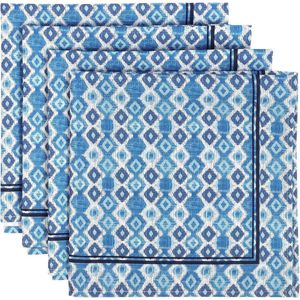 Selbro ® Nieuwe Collectie Blauwe Geruite Katoenen Tafellakens Set van 4 voor Feestelijke Gelegenheden