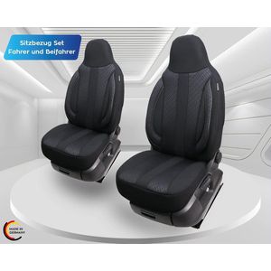 Autostoelhoezen compatibel met Smart fortwo 451 bestuurder en passagiers vanaf 2007-2014 / autostoelhoezen, set van 2 stuks, zwart (SMD504)