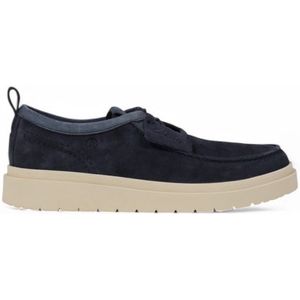 Clarks - Polden Moc - Veterschoen - Navy - Suède/Canvas