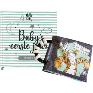 Hello Baby - Baby's eerste jaar - Invulboek + Disney  Knisperboekje - Tijgetje - Blauw