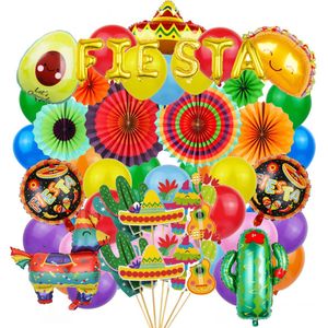 Joya Party® Mexicaans Feest Versiering met Thema Fiesta | Cactus, Sombrero & Pinata Decoratie Ballonnen | Fiestas Verjaardag Feestje | Tuinversiering | Tuinfeest Decoratie