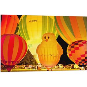 WallClassics - Vlag - Gekleurde en Verlichte Ballonnen - 90x60 cm Foto op Polyester Vlag