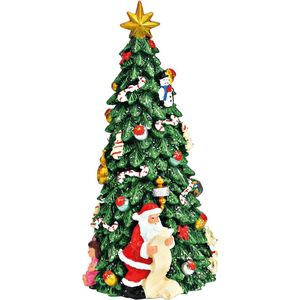 Speeldoosje -muziekdoosje- rijk versierde kerstboom en kerstman 21cm hoog