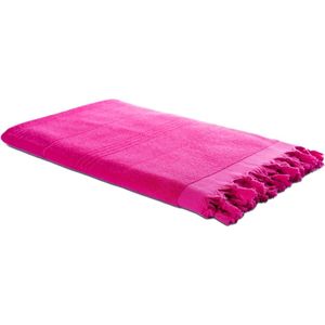 2-in-1 hamamdoek, 90 x 190 cm, roze, dubbelzijdig hamamhanddoek, 100% katoen: glad en badstof, pestemal/fouta absorberend en hygiënisch, hamam strandhanddoek/saunahanddoek, compact