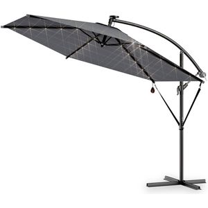 Kingsleeve Zweefparasol - Parasolvoet LED Verlichting 300cm - Antraciet