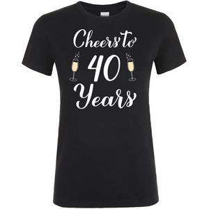 Cheers To 40 Years T-shirt - Dames T-shirt - Verjaardag en feest cadeau - Cadeau tip - 40 jaar cadeau - 40 jaar - T-shirt - 1985 - Heren - Vader Cadeau - Mama - Maat M