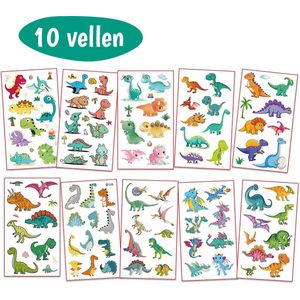 Neptattoo - Dino - 10 Vellen - 105 Tattoos - Groen - Plaktattoo