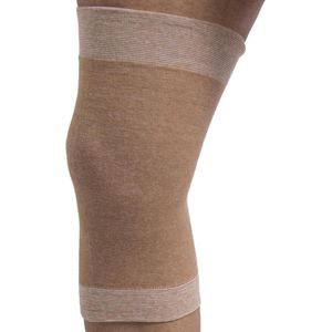 Orthopedische kniebrace van merinowol en katoen - elastische kniebandage voor artrose - kniewarmer kniebandage - M beige - verlicht kniepijn