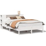 vidaXL - Bed - met - boekenkast - zonder - matras - grenenhout - wit - 140x200 - cm