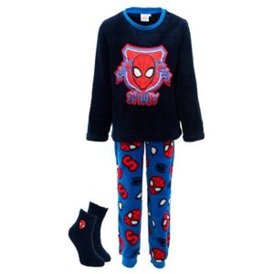 Marvel Spiderman Pyjama Fleece + Sokken Blauw Maat 104