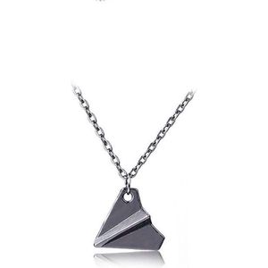 Lumici® | Fly Necklace - Vlieg Ketting - Vliegtuig - Papier - Plane - Paper - Piloot - Vlieger - Cadeau Voor Vrouwen - Moederdag Cadeau - Valentijn - Liefde - Verrassing - Goud Zilver Zwart