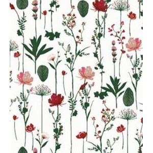 Inpakpapier Cadeaupapier gedroogde Bloemen Rood Groen- Breedte 70 cm - 200m lang